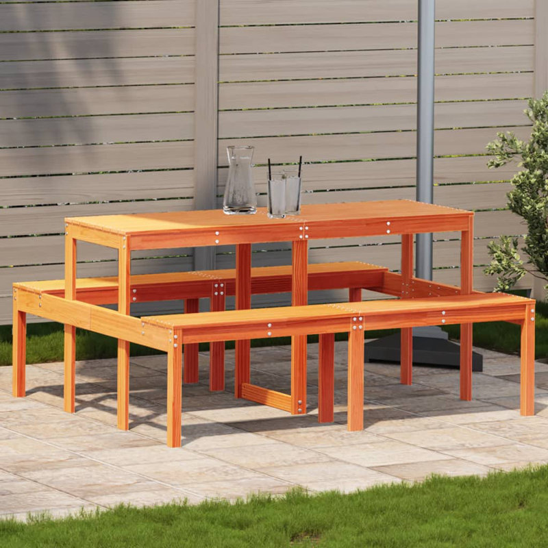Beaula Rectangular Outdoor Picnic Table , 160cm cm W 134cm cm D, Wax brown