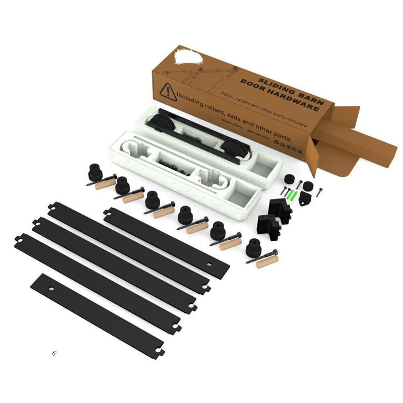 6FT Black Steel Sliding Barn Door Hardware Kit