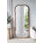 31.4x1.4x74" Oversized Wooden Floor Mirror with Unique Brown Frame