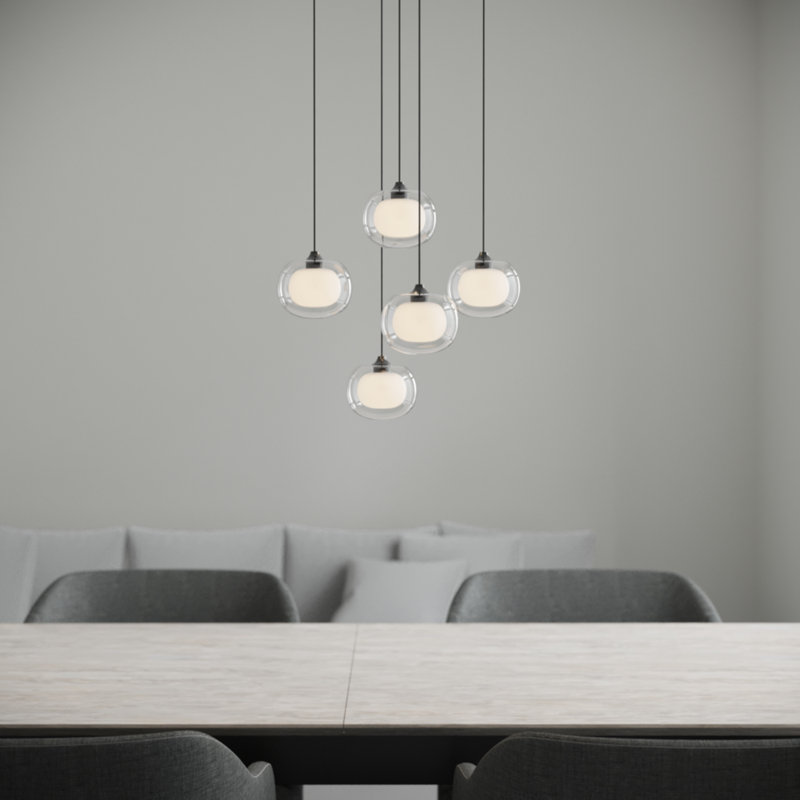 Luminaire suspendu sphère 5 lumières Mission, Noir