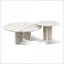 Ensemble de tables basses en marbre blanc naturel Snow Mountain pour salon, 2 tailles semi-polies avec un caractère unique