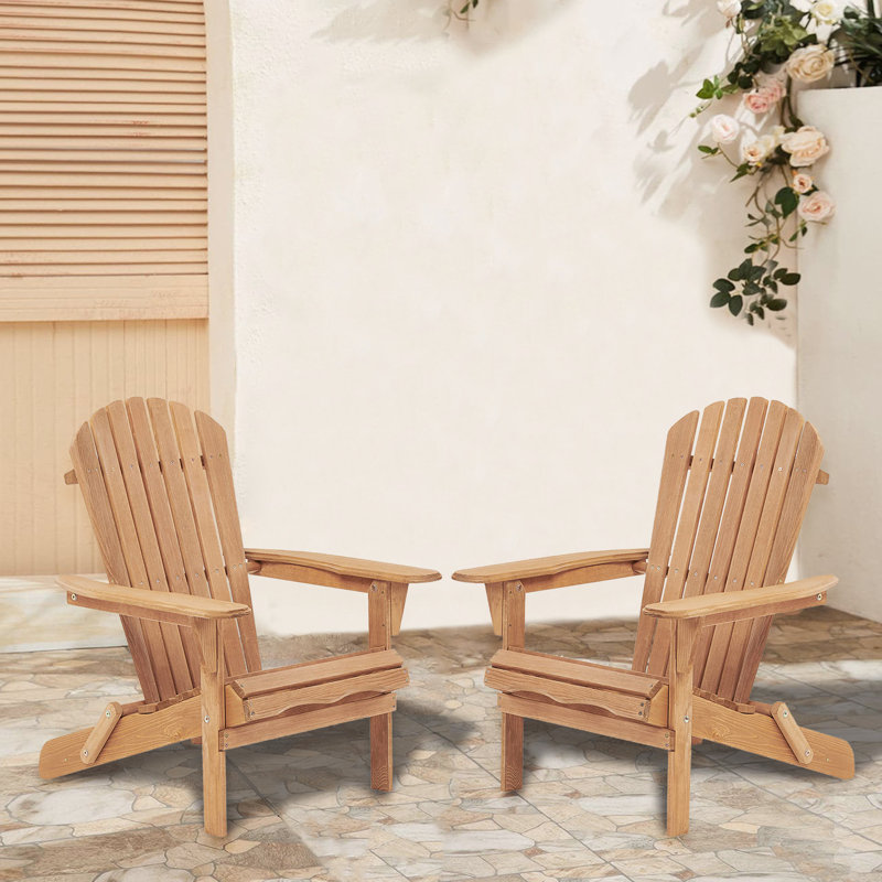 Aspelare Cedar Foldable Outdoor Adirondack Chair, Light Brown
