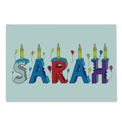 Ambesonne Sarah Cutting Board Large Size Birthday Name Design Multicolor