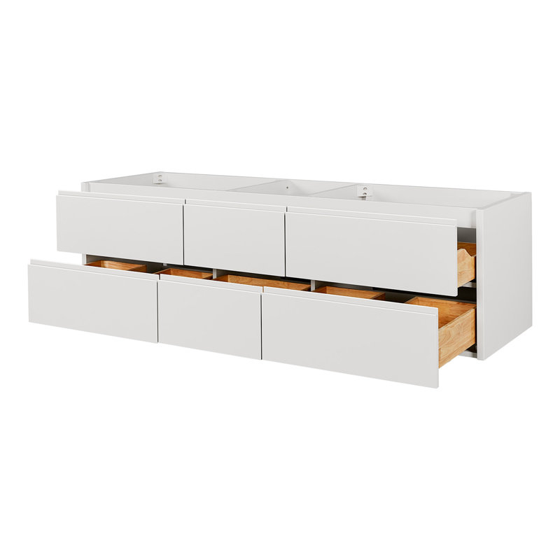   Ensemble de meuble-lavabo mural double rectangulaire de 73 po avec comptoir en quartz blanc pur Ensuko de 73 po
