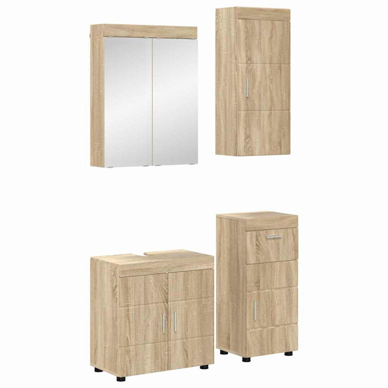 Vanity & Mirror Set, Light Wood