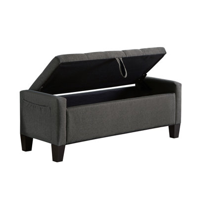 Storage Ottoman Bench with Button Tufted Design and Safety Hinge