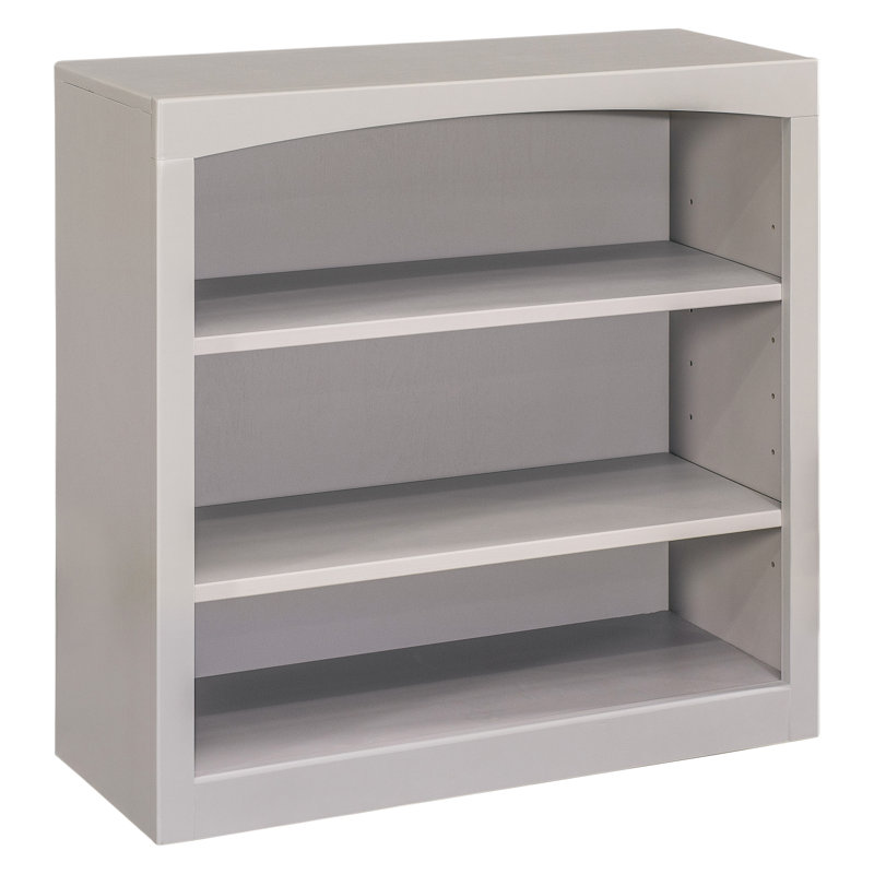 Ossy American Built Solid Wood Bookcase, Storm Gray, (3 Shelves) 30"H x 30"W x 12"D