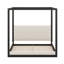 Lit à baldaquin de plancher avec tête de lit tapissier en lin, cadre de lit plateforme en bois avec 4 affiches en bois-130919552-130919554