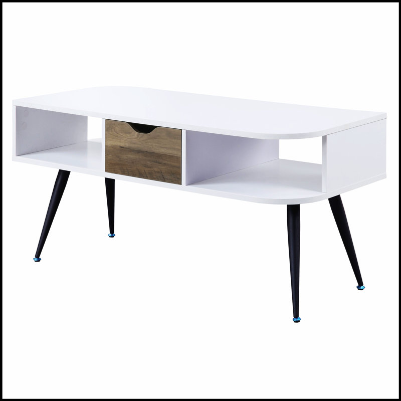 Élégante table basse blanche et noire à 1 tiroir, parfaite pour la vie moderne et les solutions de rangement.