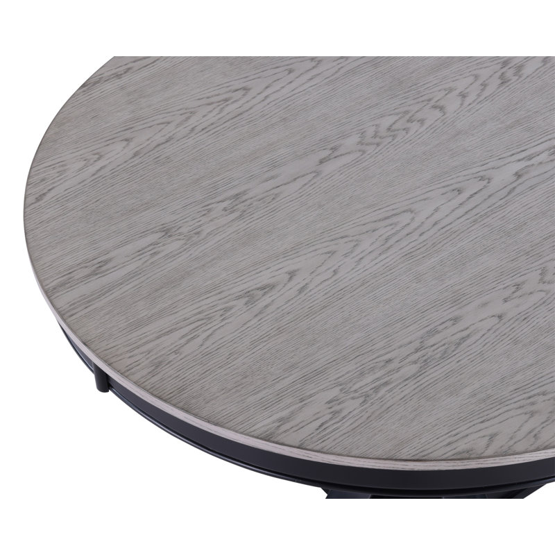 1 pièce Table de salle à manger ronde gris clair contemporain avec base noire et meubles de salle à manger en bois gris