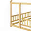 Lit double en bois pleine grandeur avec structure de toit, garde-corps de sécurité, rose-1738278233-1738278235