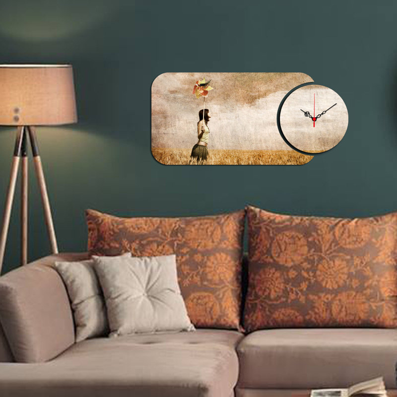 Ensemble de 2 horloges murales décoratives Chic, design moderne, 26,8 x 12,6 pouces | Fabrication 100% bois aggloméré, épaisseur: 0,1 pouce | Parfait pour le salon, le bureau ou la chambre à coucher, les garde-temps élégants et fonctionnels