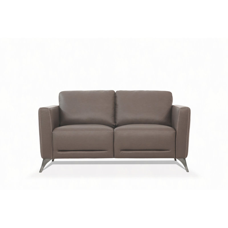 Causeuse en cuir taupe de Malaga (assemblée)