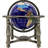 Unique Art Since 1996 10" Tall Blue Lapis Ocean 4-Leg Silver Table Stand Gemstone World Map Globe