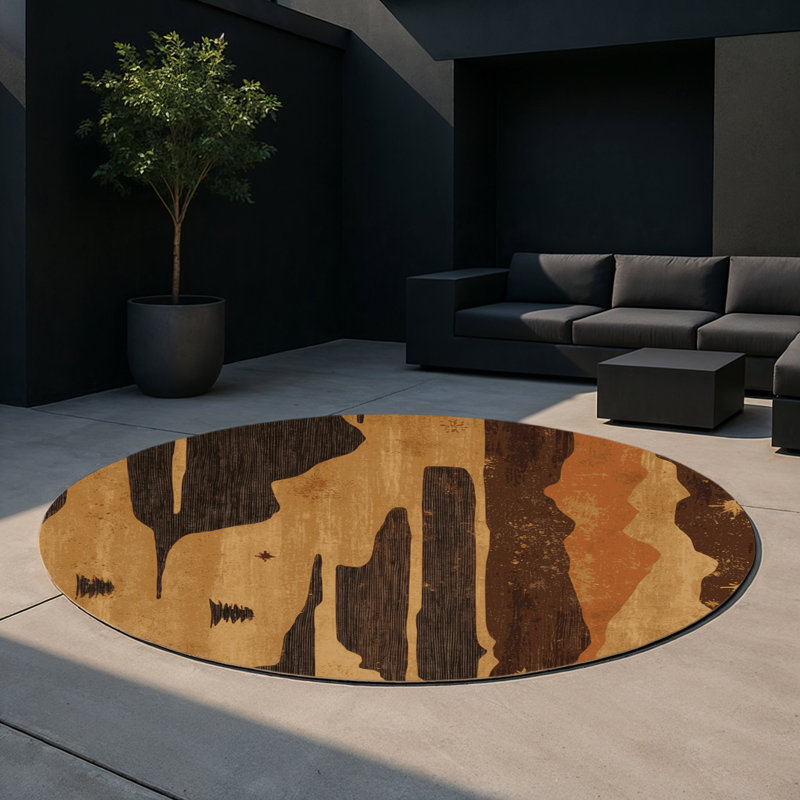 Scarlet Plateau Indoor And Outdoor Area Rug, Round 5'