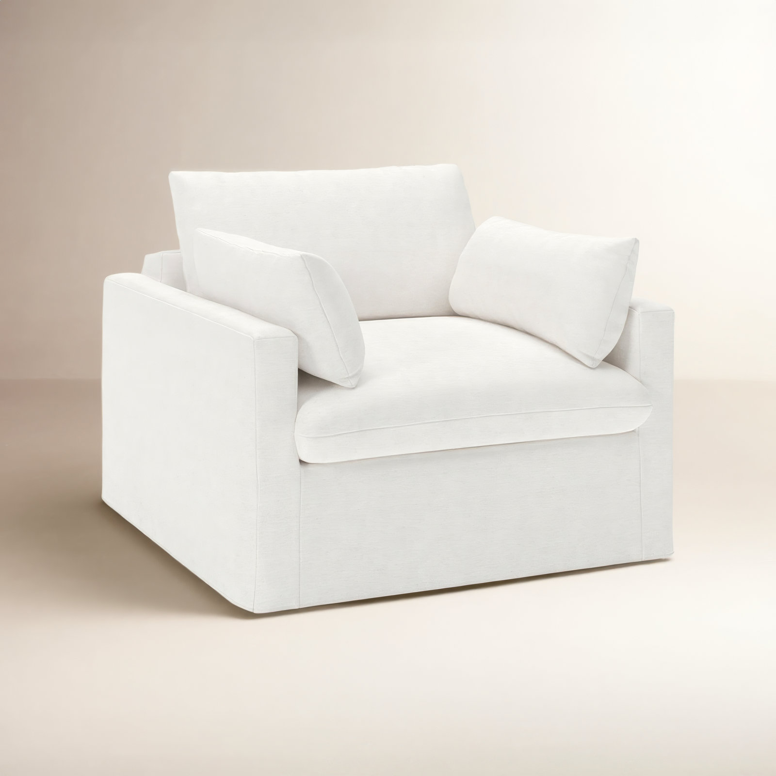 Luna Cotton Slipcovered Accent Chair, Nomad Snow Crypton® Chenille