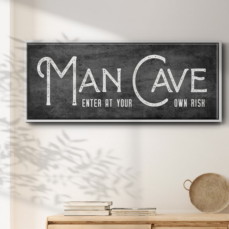 Man Cave- Framed Canvas, 12" H x 30" W