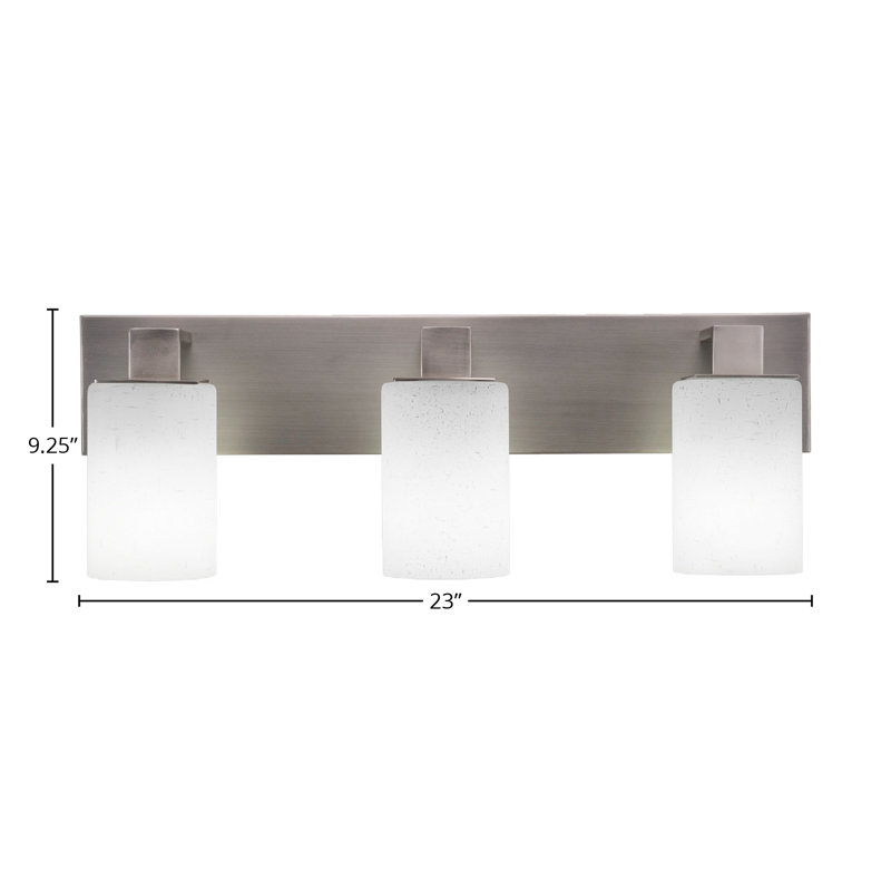 Barre d'éclairage de salle de bain 3 lumières Sandlin avec verre mousseline blanc 4 po, Graphite