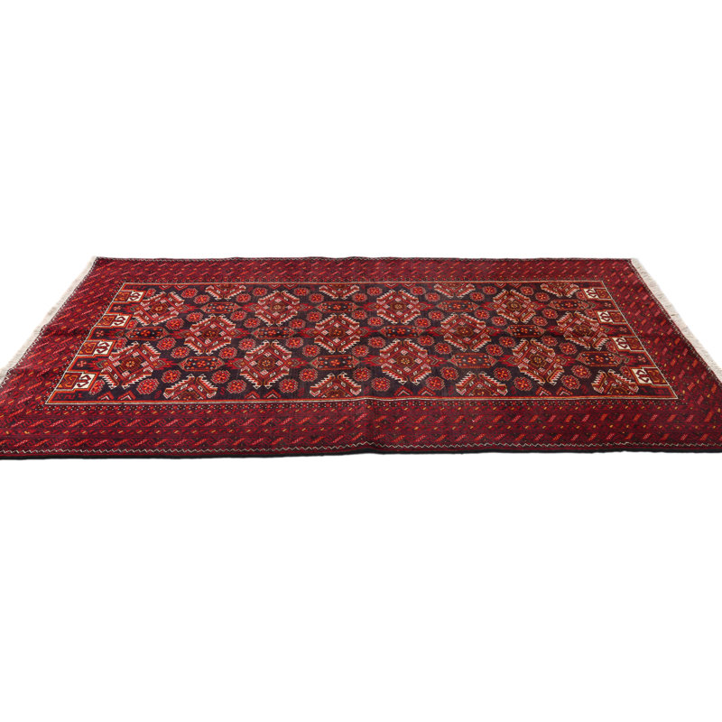 Tapis oriental rétro rouge tribal 3 pi 6 po x 6 pi 7 po