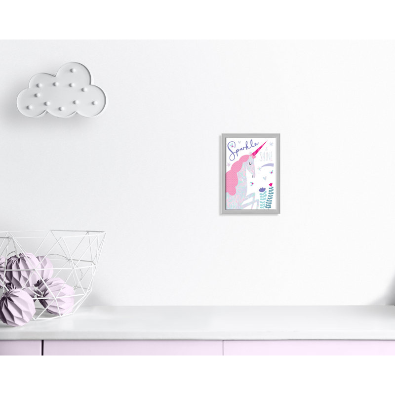 «Sparkle Unicorn», art encadré, H 14 po x l 10 po x P 1,18 po, Cadre argenté