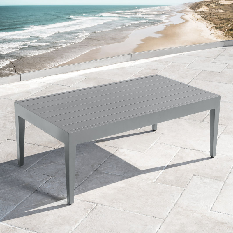 Belamar Outdoor Coffee Table, Gray Aluminum, Gray