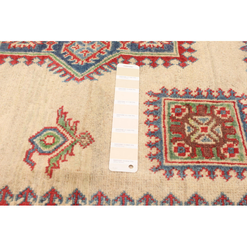 Tapis unique en laine noué à la main 6 pi 1 po x 9 pi nouvel âge en crème / rouge Oberta