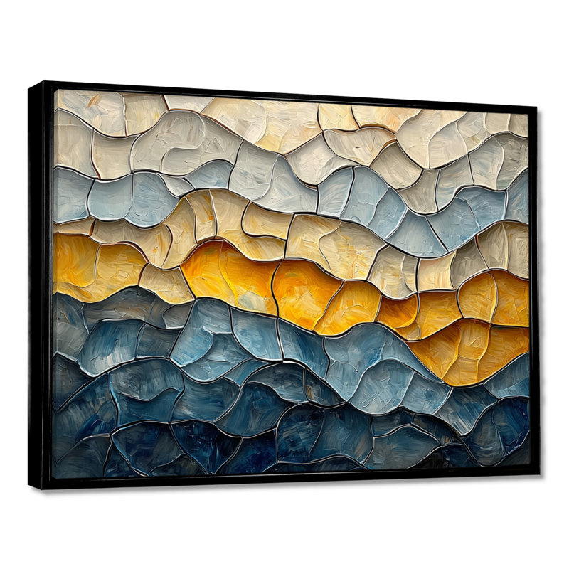 «Waves», art mural mural, Noir, H 12 po x l 20 po, Impression encadrée flottante