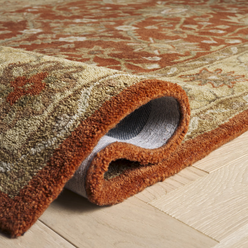 Dunbar Hand Tufted Wool/Cotton/Latex Oriental Rug in Gold/Rust, Rectangle 6' x 9'