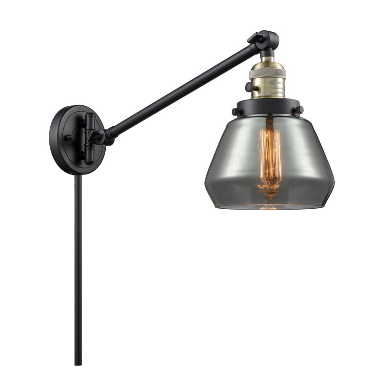 Rivka Plug-in Swing Arm Sconce, 3 W LED Vintage Dimmable Bulb, Plated Smoked