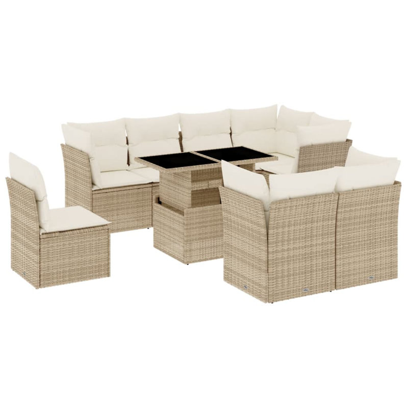 Ensemble de canapé de jardin Vidaxl beige avec coussins blanc crème