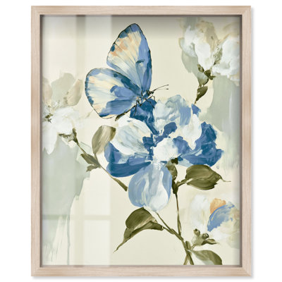 «Blue Gossamer IV Shadowbox», impression de chambre à coucher florale bleue