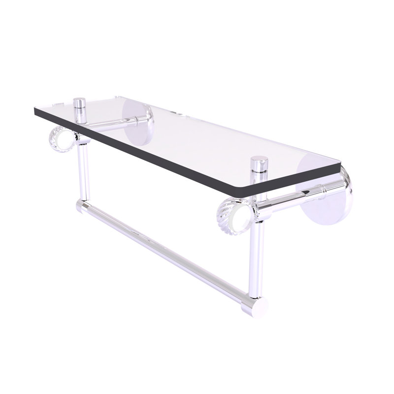 Tablette murale en verre Margolis, Chrome poli, H 6,2 po x l 22 po x P 5,65 po