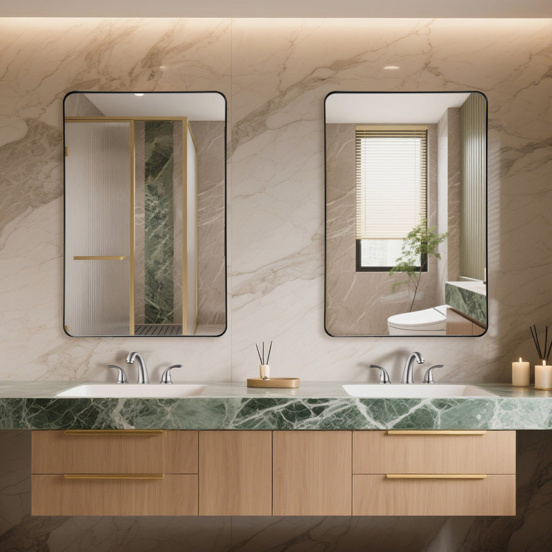 SUMERAIN Black Black Edge Resistant Bathroom Mirror 2-Pack, Set of Two Aluminum Framed Tempered Glass Vanity Mirrors for Double Sink Bathroom Vanity, 24x36 Inch Horizontal or Vertical Mount