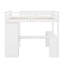 Lit mezzanine simple avec bureau en L, garde-robe et tablettes-485065883