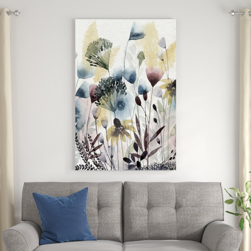 Aquarelle fleurs sauvages I, H 48 po x l 32 po