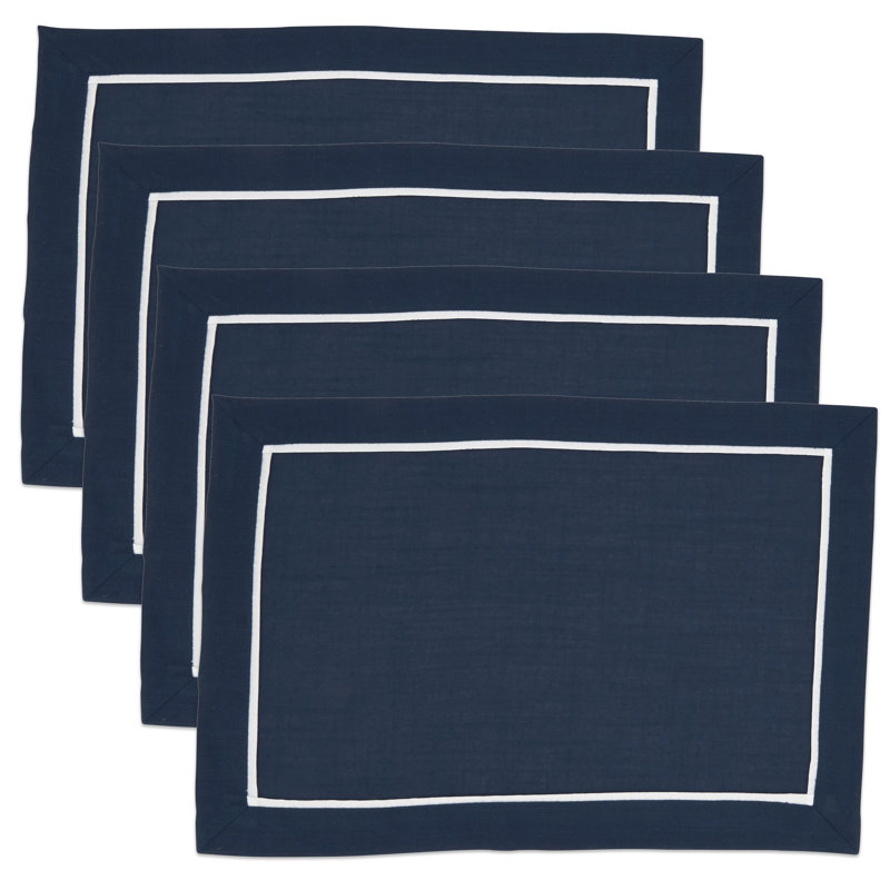 Napperons Ulibarri Classic avec bordure (ensemble de 4) 19B, Marine