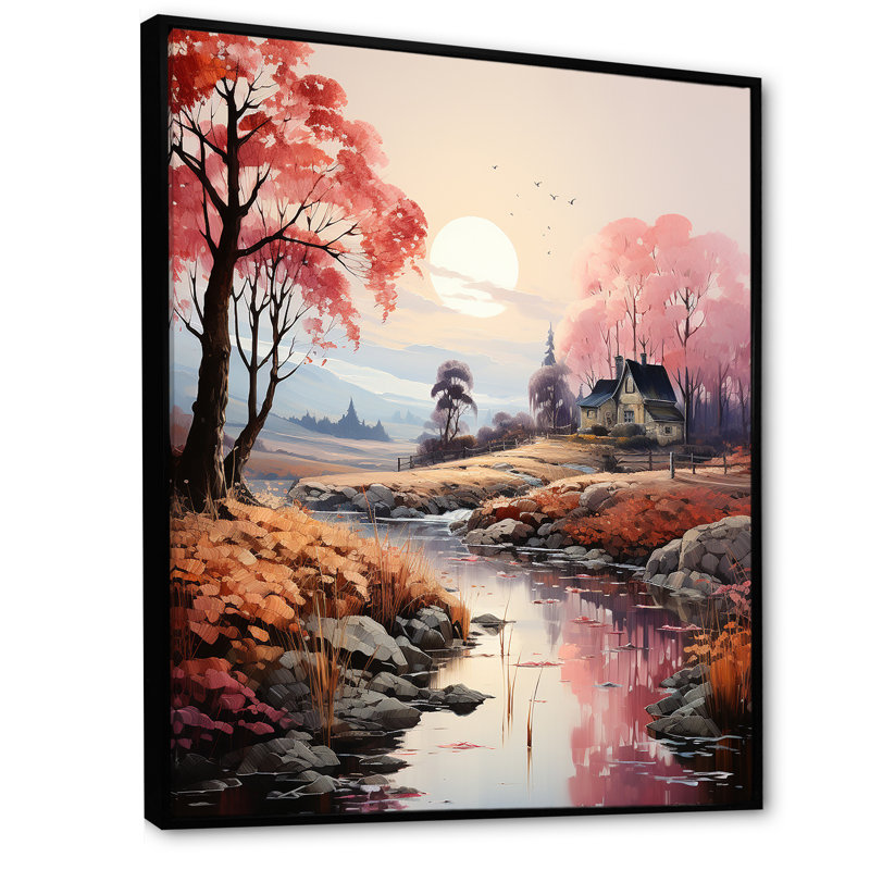 «Countryside Mystic River Dreams I», reproduction sur toile, H 20 po x l 12 po x P 1 po, Cadre flottant noir