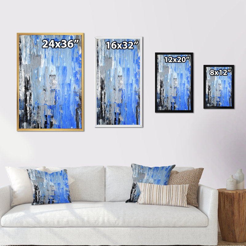 Art moderne gris et bleu II 2FL47745, Noir, H 20 po x l 12 po x P 1 po