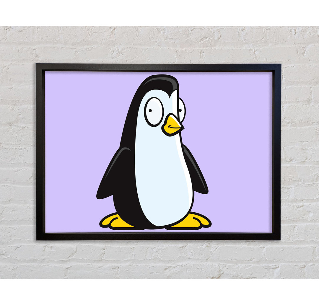 Funny Penguin Lilac - Einzelner Bilderrahmen Kunstdrucke auf Leinwand