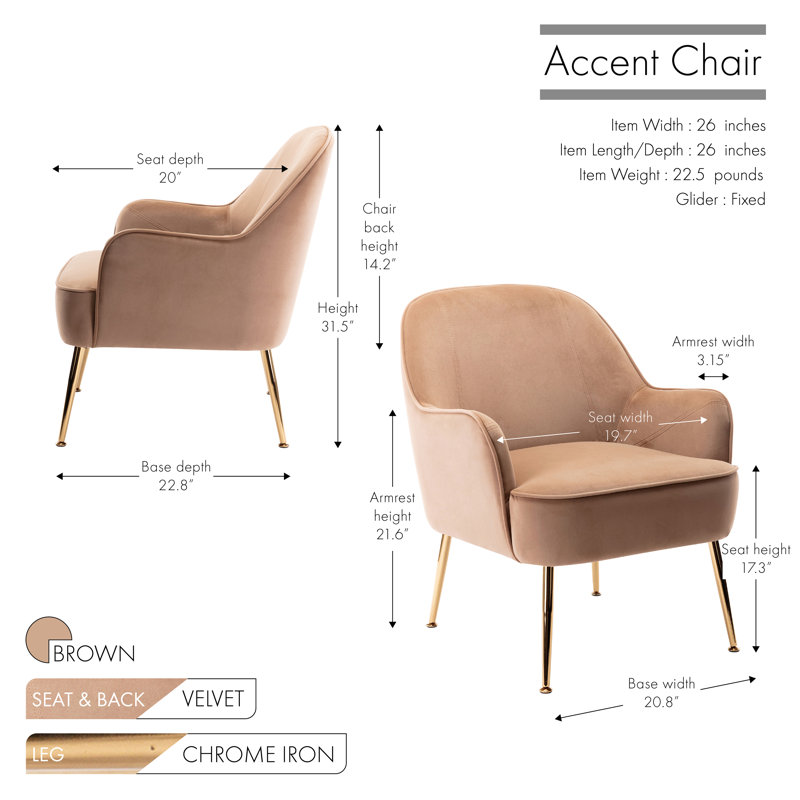 Bucholz Velvet Armchair, Brown