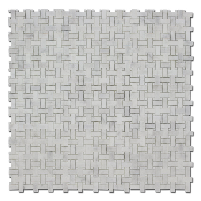 Random Sized Marble Basketweave Mosaic Wall & Floor Tile