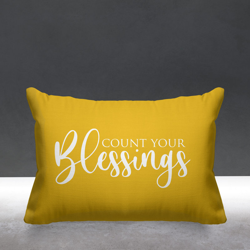 Housse et insert de coussin rectangulaire Aspire Count Your Blessings, Jaune