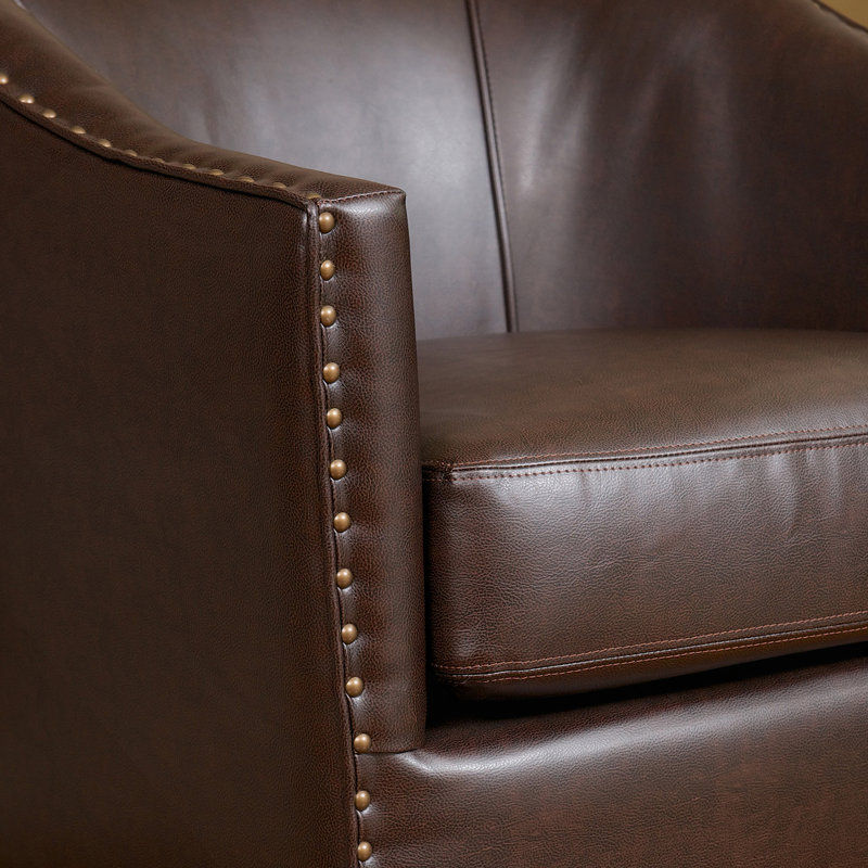 Fauteuil club en cuir reconstitué brun, Brun