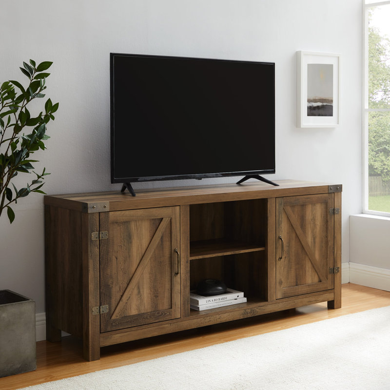 Meuble télé pour téléviseur de 65 po ou moins Taneysha, Bois de grange récupéré