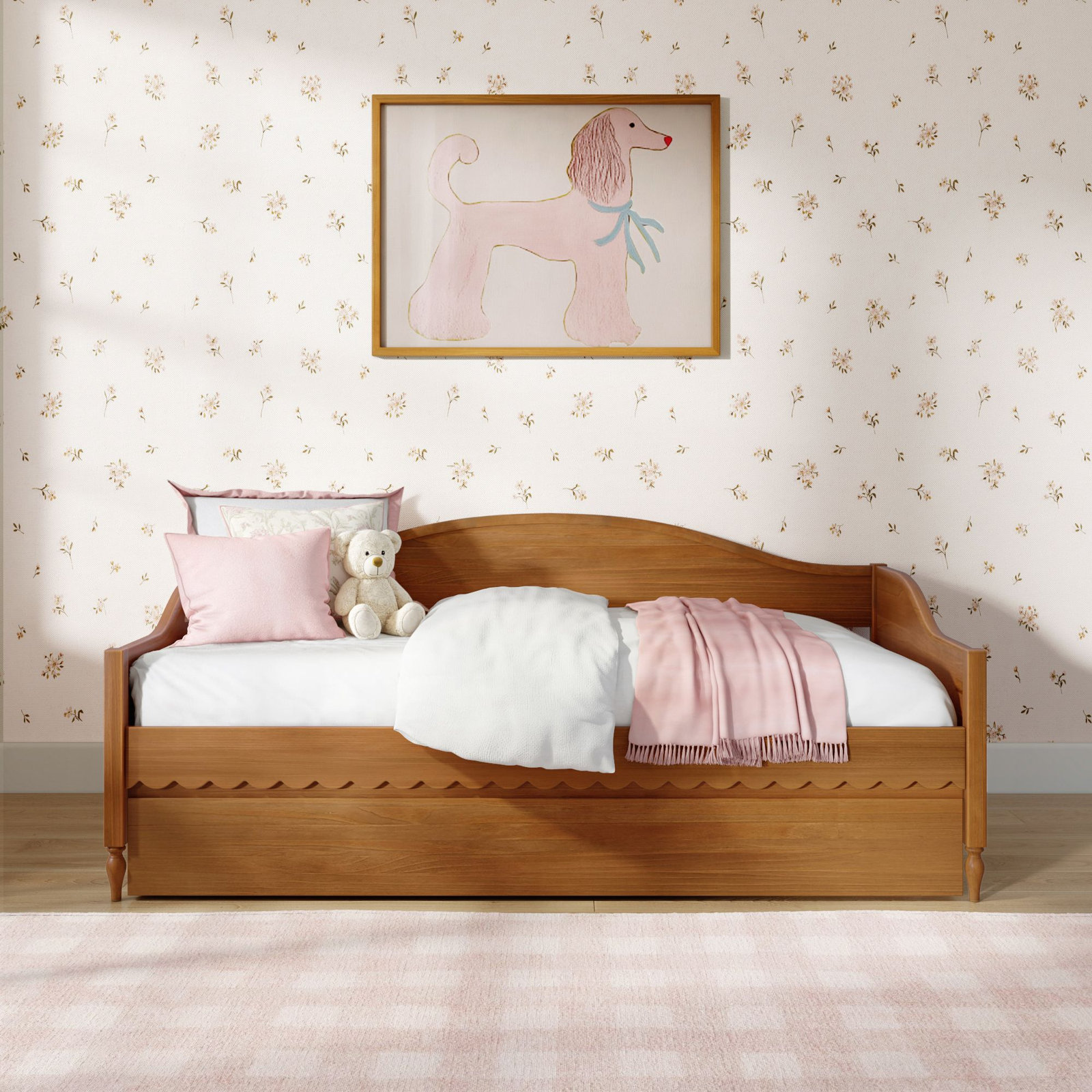 Charlotte Twin Day Bed with Trundle, Pecan