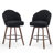 27" Upholstered Swivel Counter & Bar Stools with Large Seat, 360° Swivel Kitchen Island Chairs with Solid Wood Legs, Black Sherpa, Set of 2-1629698087