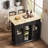 Kitchen Island Cart on Wheels with Foldable Table - 2-Tier Rolling Cart with Storage Shelf and Towel  for Kitchen Use-1417750058