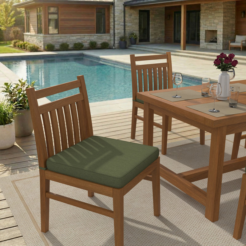 Sunbrella Indoor/Outdoor Dining Chair Cushion, 20" W x 20" D, Sunbrella® Canvas Fern