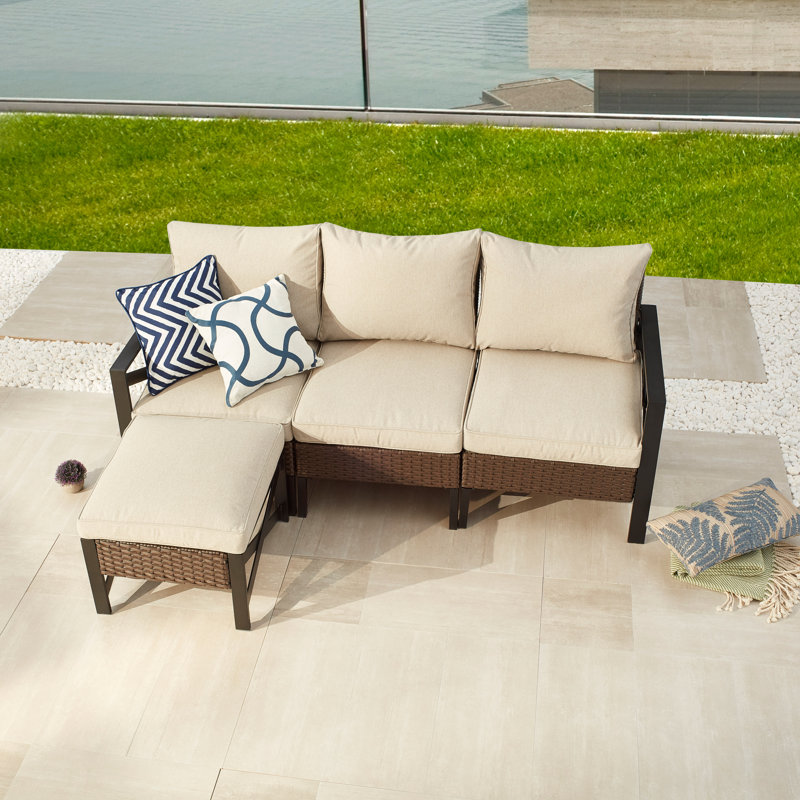 Canapé modulaire de patio avec coussins Ajai