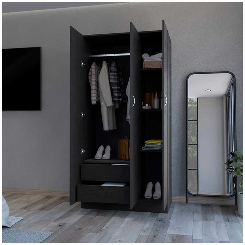 Garde-robe Erie, chambre à coucher, Noir